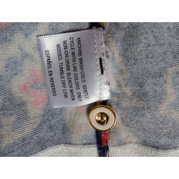 Charter Club Womens Paisley Button Cardigan Sweater M 100% Cotton Navy/Red - Picture 6 of 7